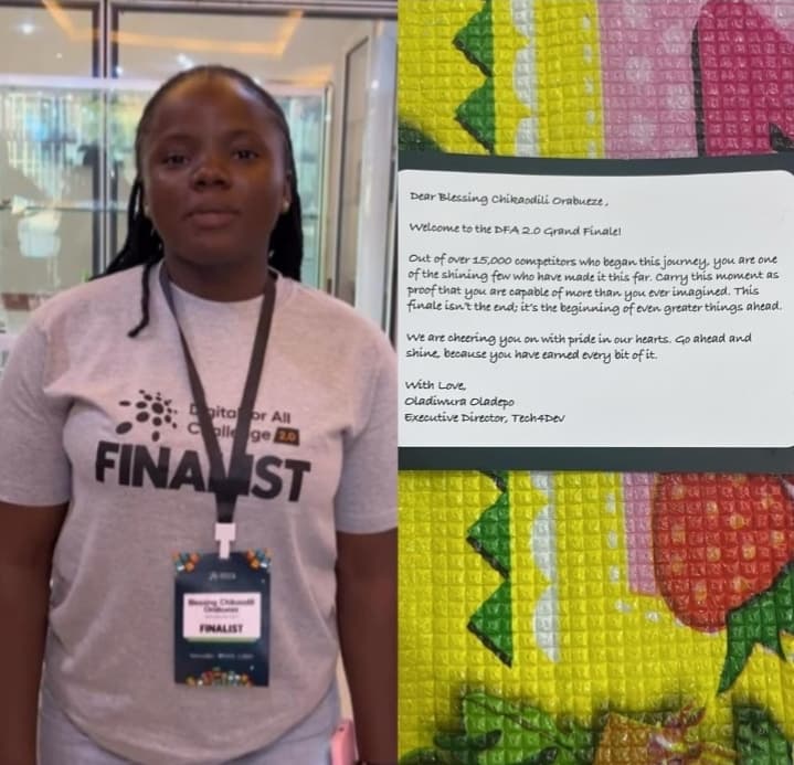 Meet Blessing Orabueze, our brilliant 300-level Computer Science student, who just made us all proud at the Digital For All Challenge by TECH4DEV.