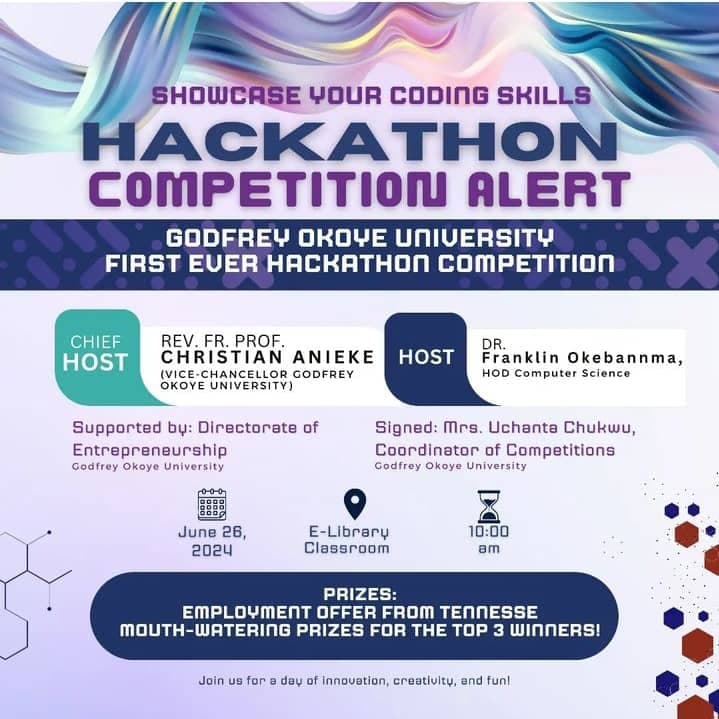 Achievement First Ever Software Hackathon Competition of Godfrey Okoye University image 2