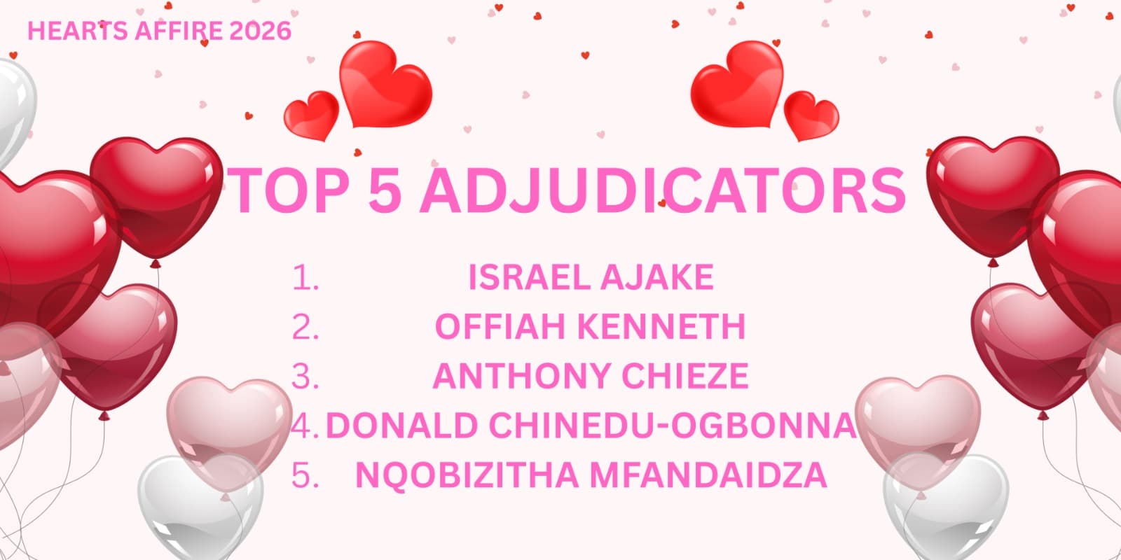 CHINEDU OGBONNA DONALD EMERGES 4TH BEST ADJUDICATOR AT HEARTS AFFIRE 2026